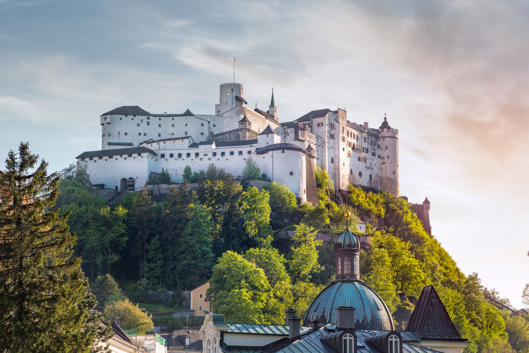 Salzburg Stadt with Hohensalzburg Castle, Salzburg, Austria ...